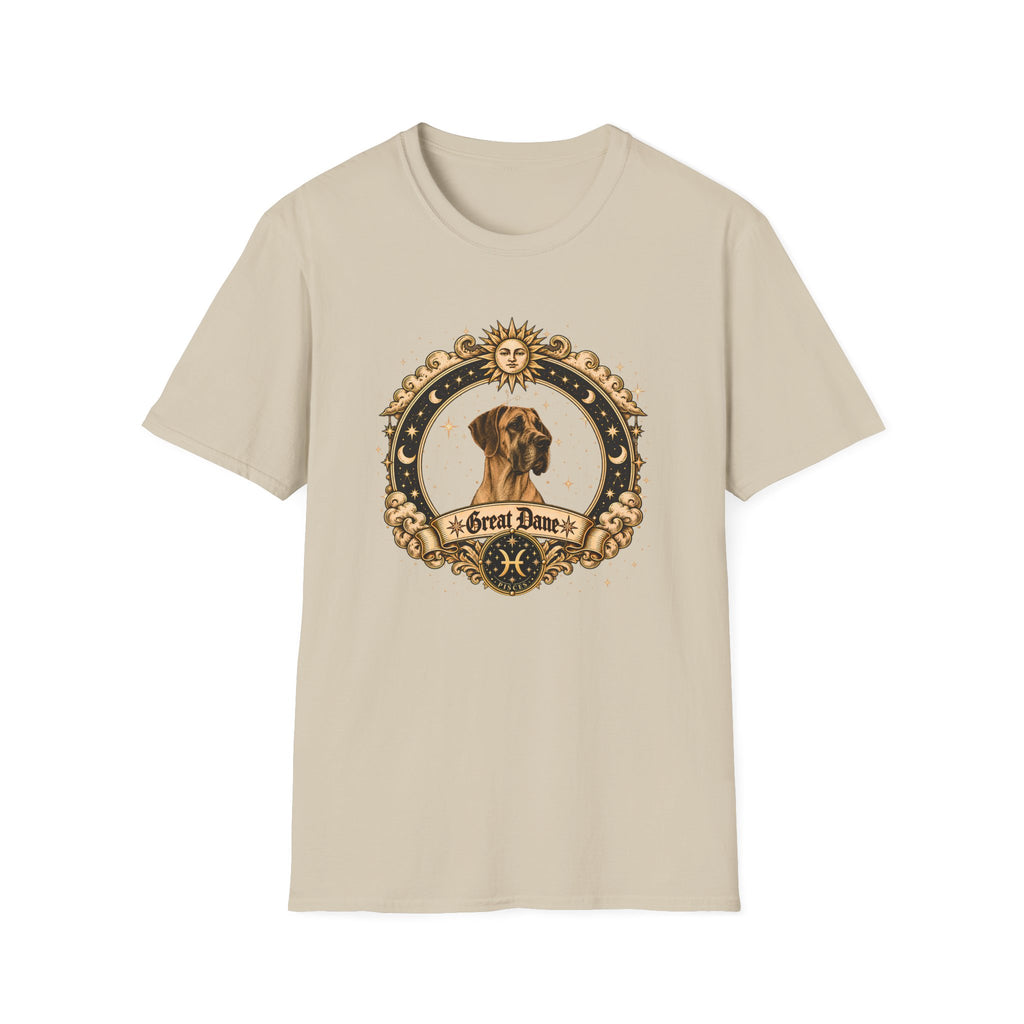 Zodiac Pisces Great Dane - Dog Horoscope Star Sign - Supersoft Unisex Funny T-shirt