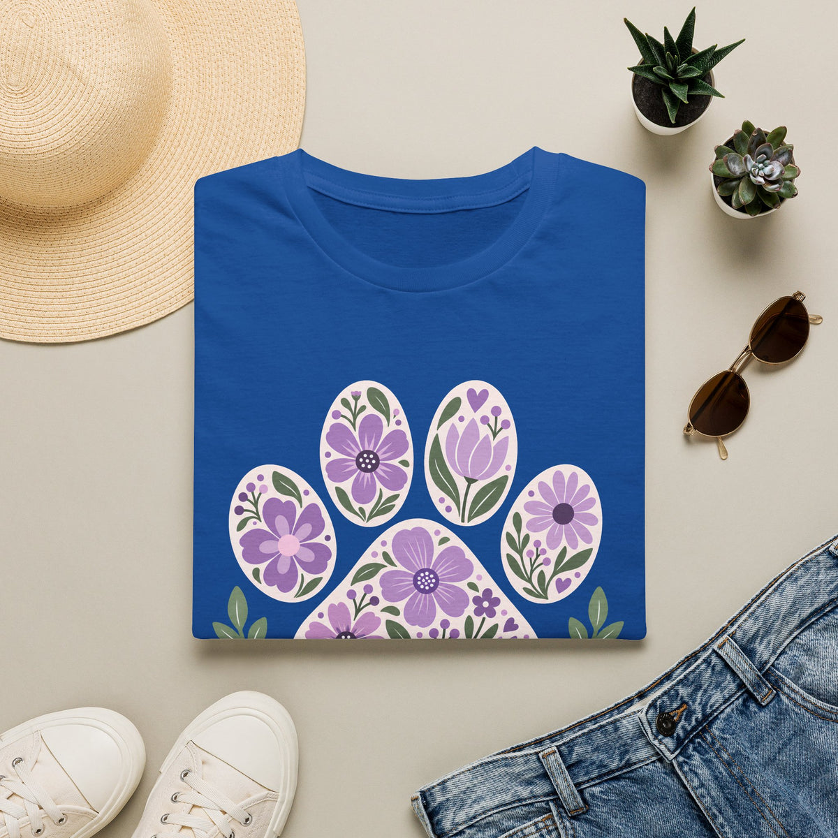 Dogs Make Life Better Floral Paw Print - Supersoft Unisex T-shirt