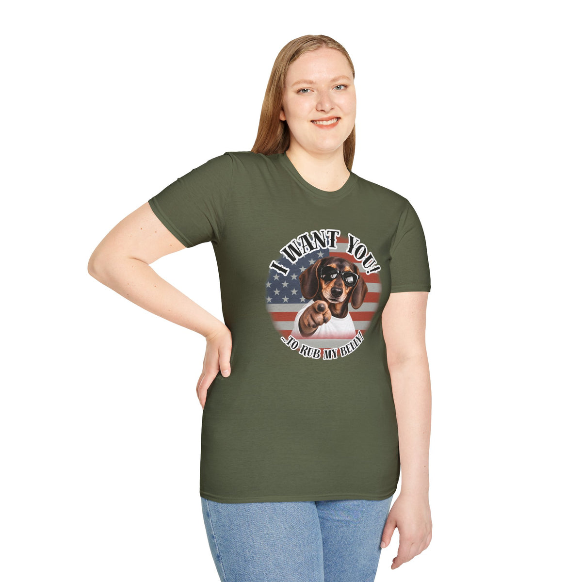I WANT YOU!...To Rub My Belly! – Dachshund - Supersoft Unisex T-shirt