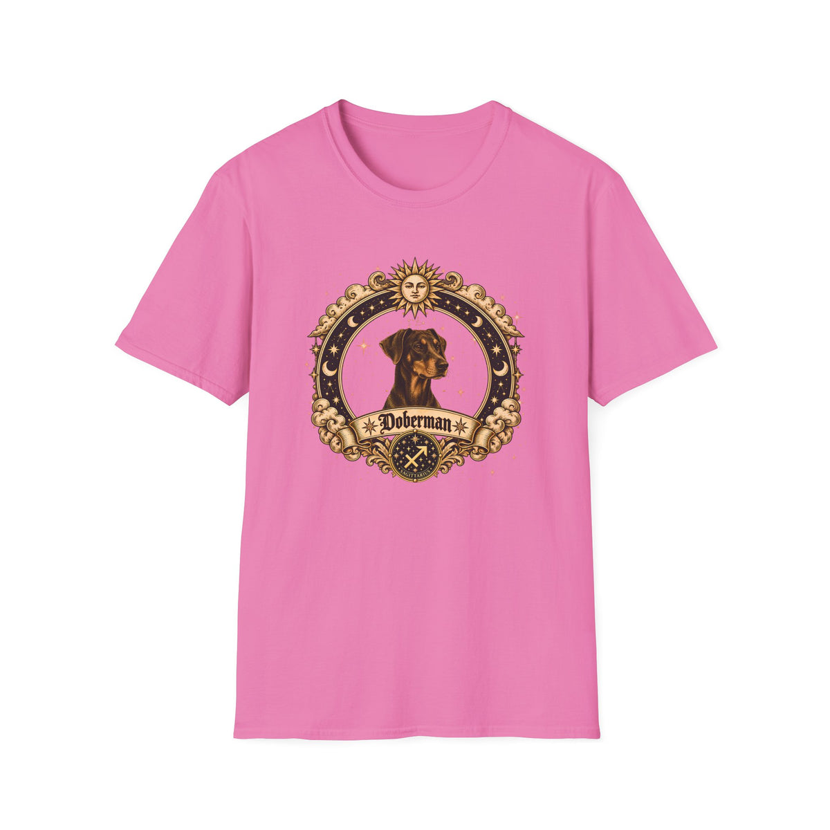 Zodiac Sagittarius Doberman - Dog Horoscope Star Sign - Supersoft Unisex Funny T-shirt