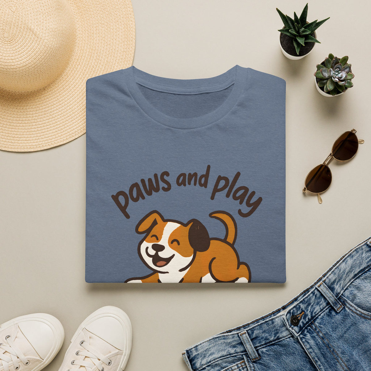 Paws and Play Cute Dog Kawaii –  Supersoft Unisex T-Shirt