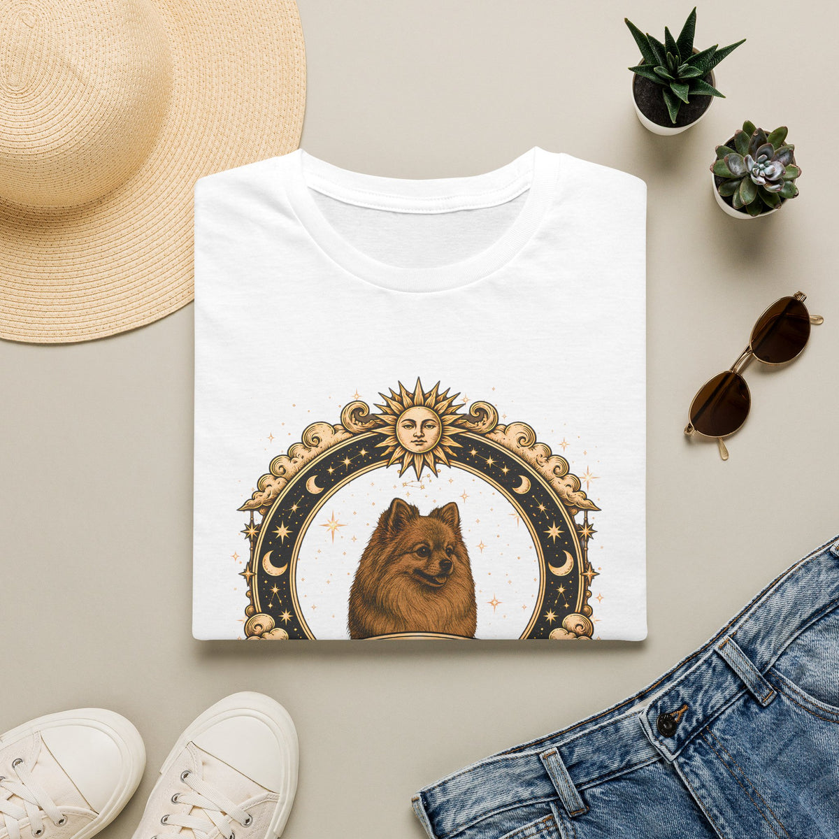 Zodiac Leo Pomeranian - Dog Horoscope Star Sign - Supersoft Unisex Funny T-shirt
