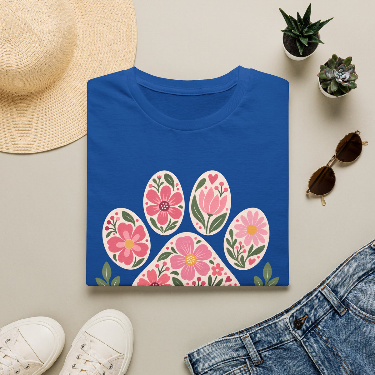 Paws Make Everything Better Floral Paw Print - Supersoft Unisex T-shirt