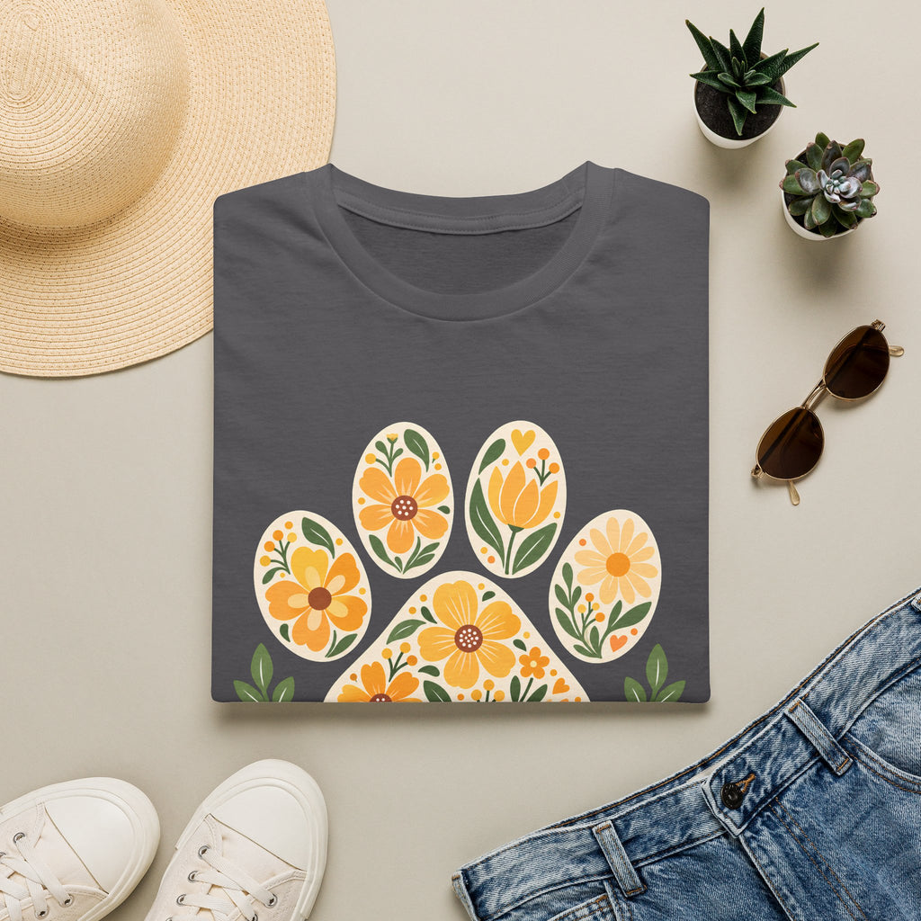 Love Come With Paw Prints Floral Paw Print - Supersoft Unisex T-shirt