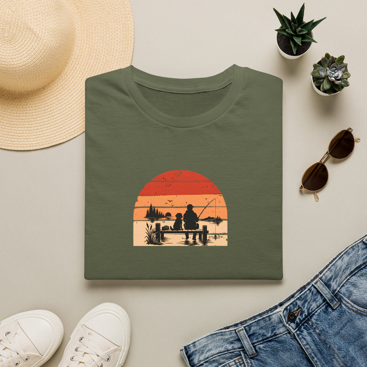 Gone Fishing…Brought the Dog –  Supersoft Unisex T-Shirt