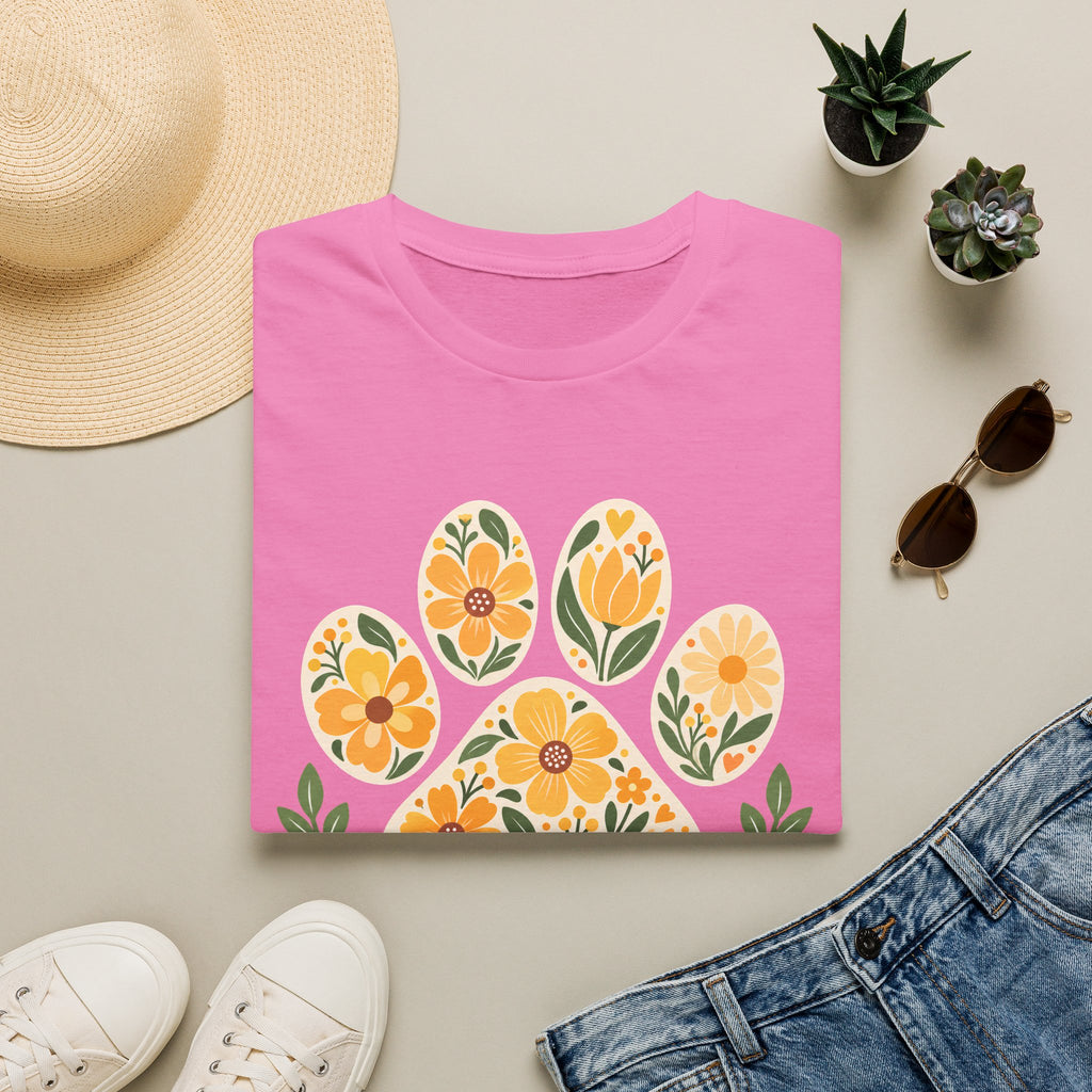 Love Come With Paw Prints Floral Paw Print - Supersoft Unisex T-shirt