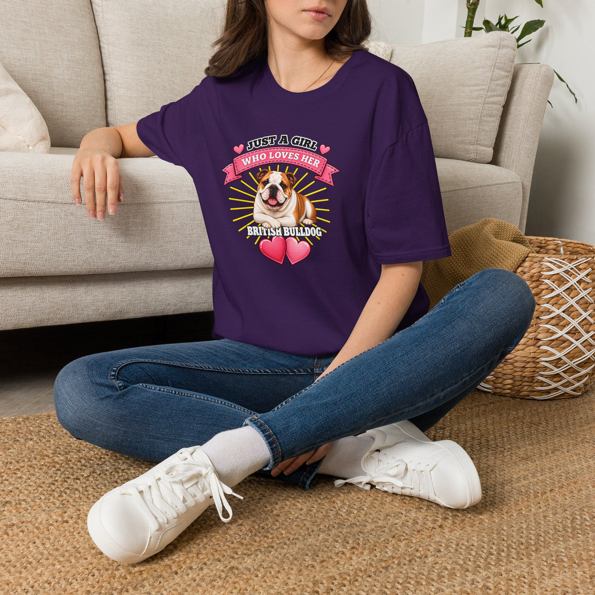 Just a Girl Who Loves Her British Bulldog –  Supersoft Unisex T-Shirt