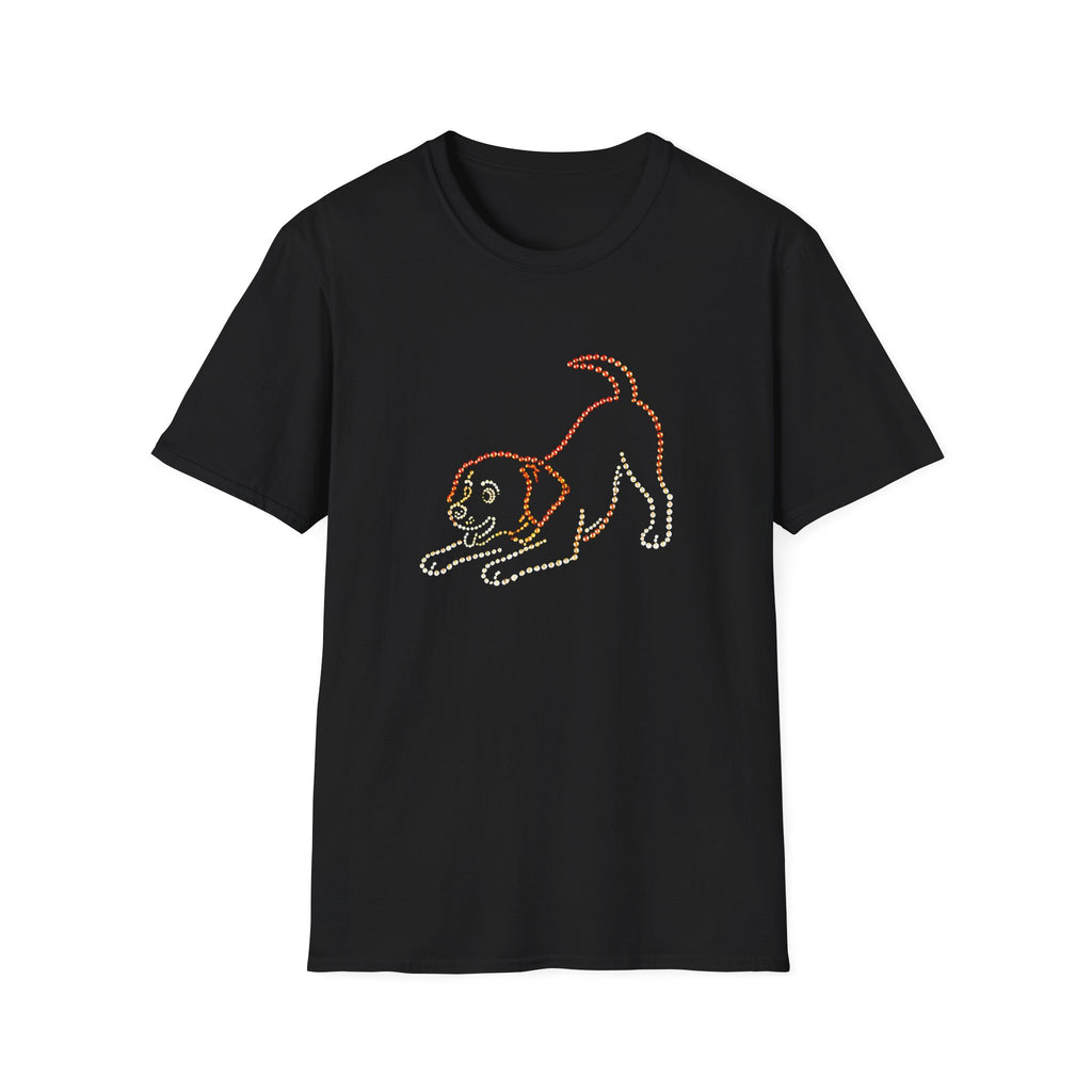 Bedazzling Beasts - Faux Jewel Orange Dog Playing - Unisex T-Shirt