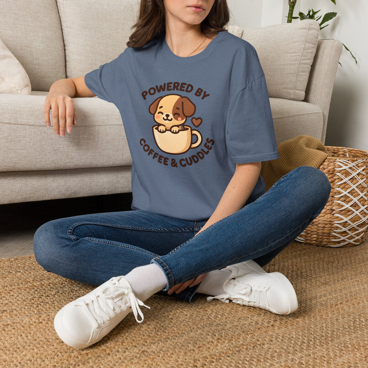 Powered by Coffee and Cuddles Puppy –  Supersoft Unisex T-Shirt