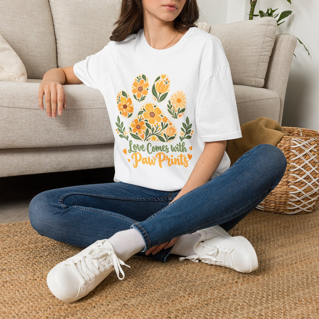 Love Come With Paw Prints Floral Paw Print - Supersoft Unisex T-shirt