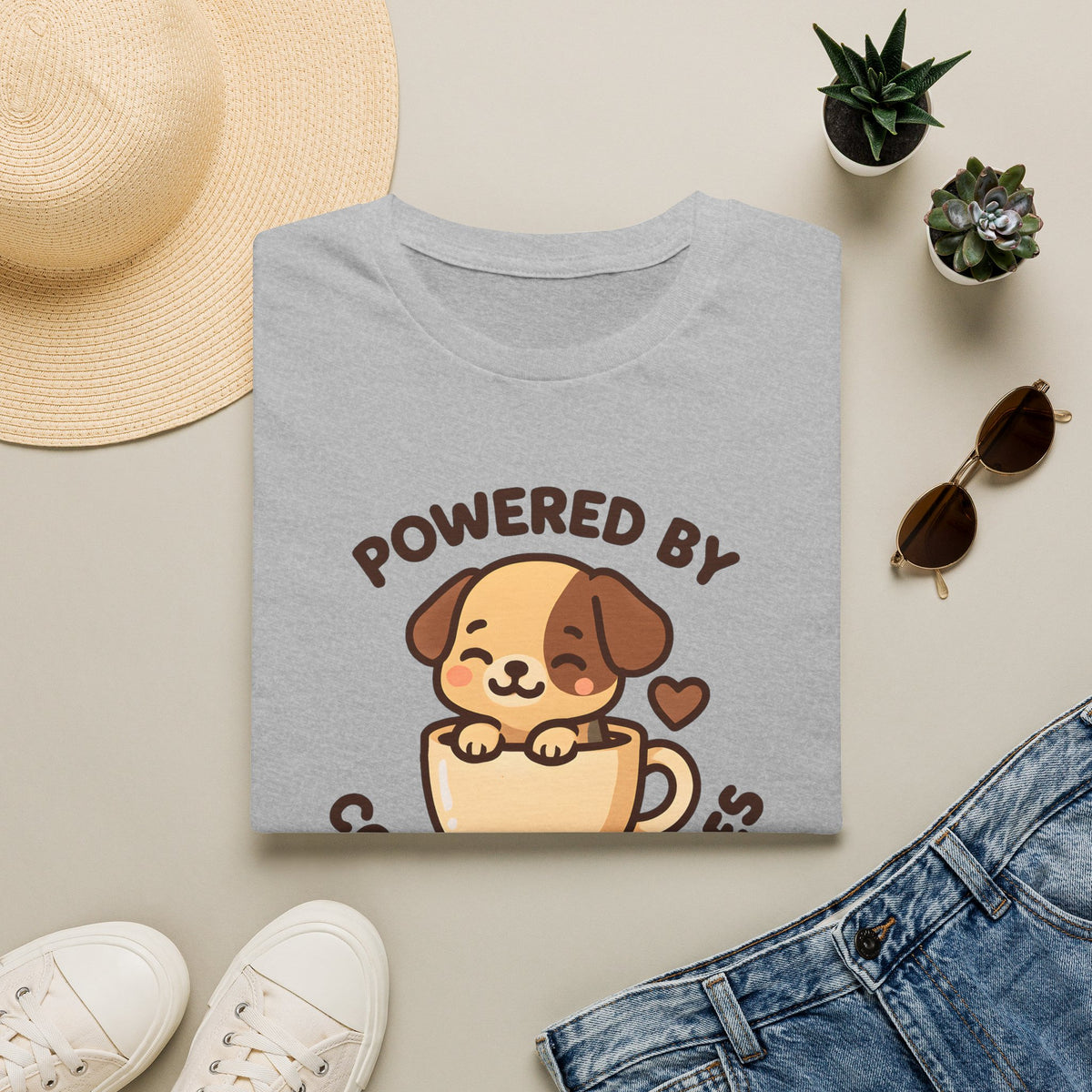 Powered by Coffee and Cuddles Puppy –  Supersoft Unisex T-Shirt