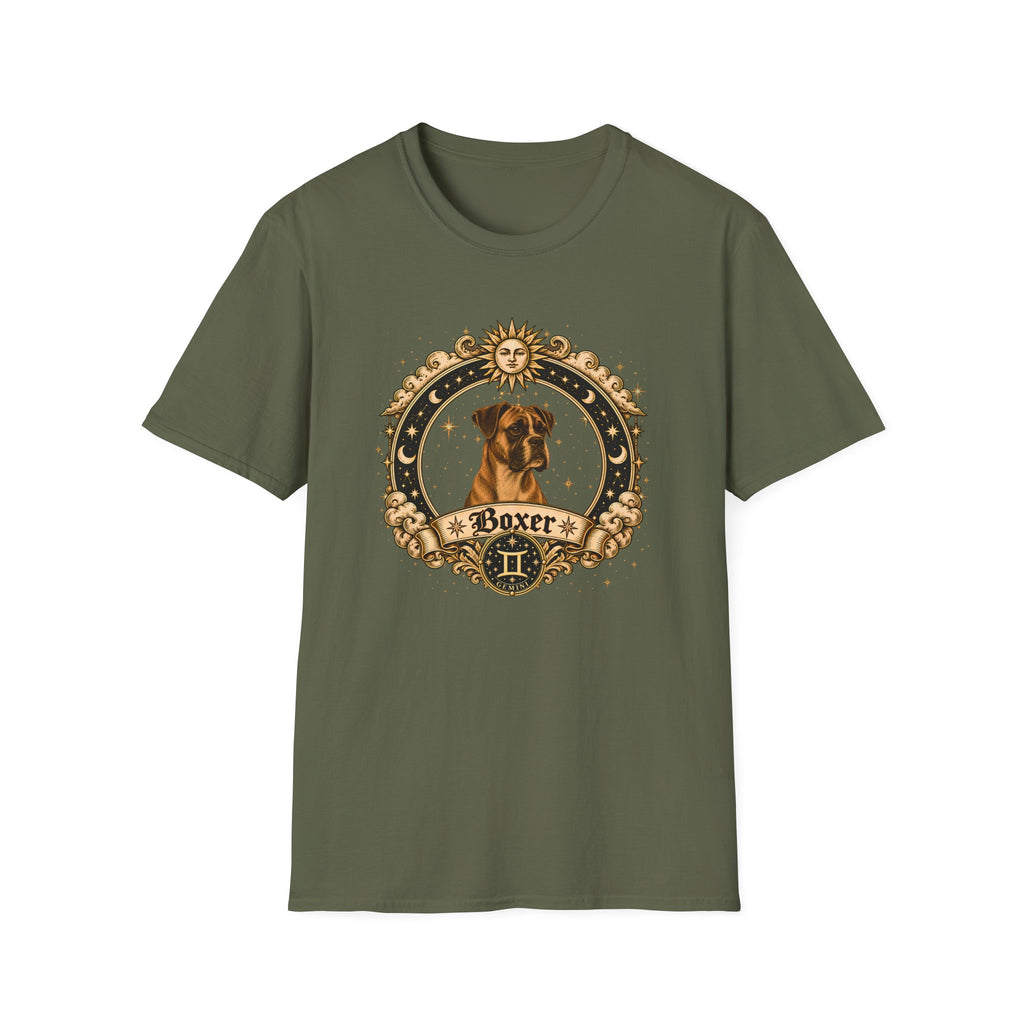 Zodiac Gemini Boxer - Dog Horoscope Star Sign - Supersoft Unisex T-shirt