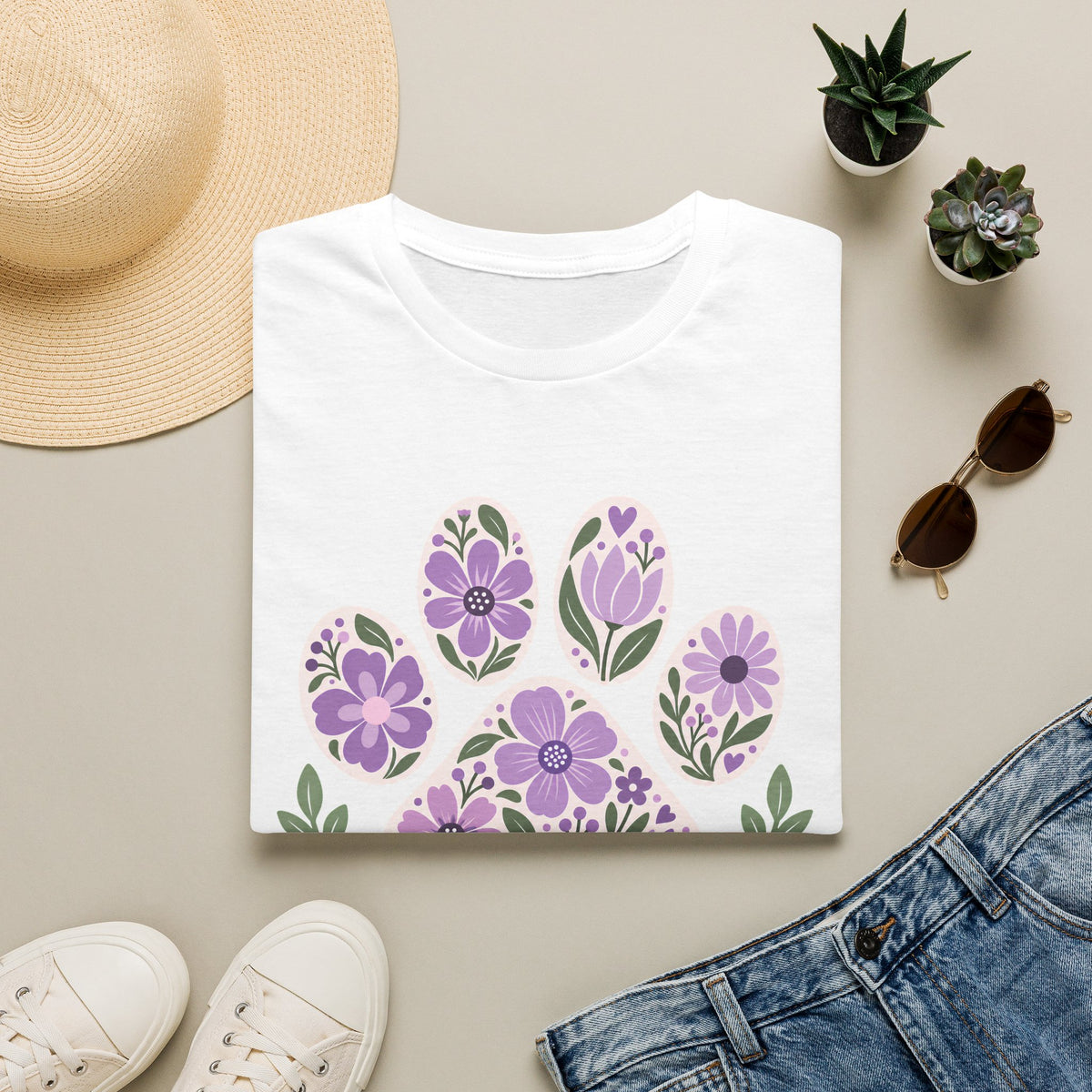 Dogs Make Life Better Floral Paw Print - Supersoft Unisex T-shirt
