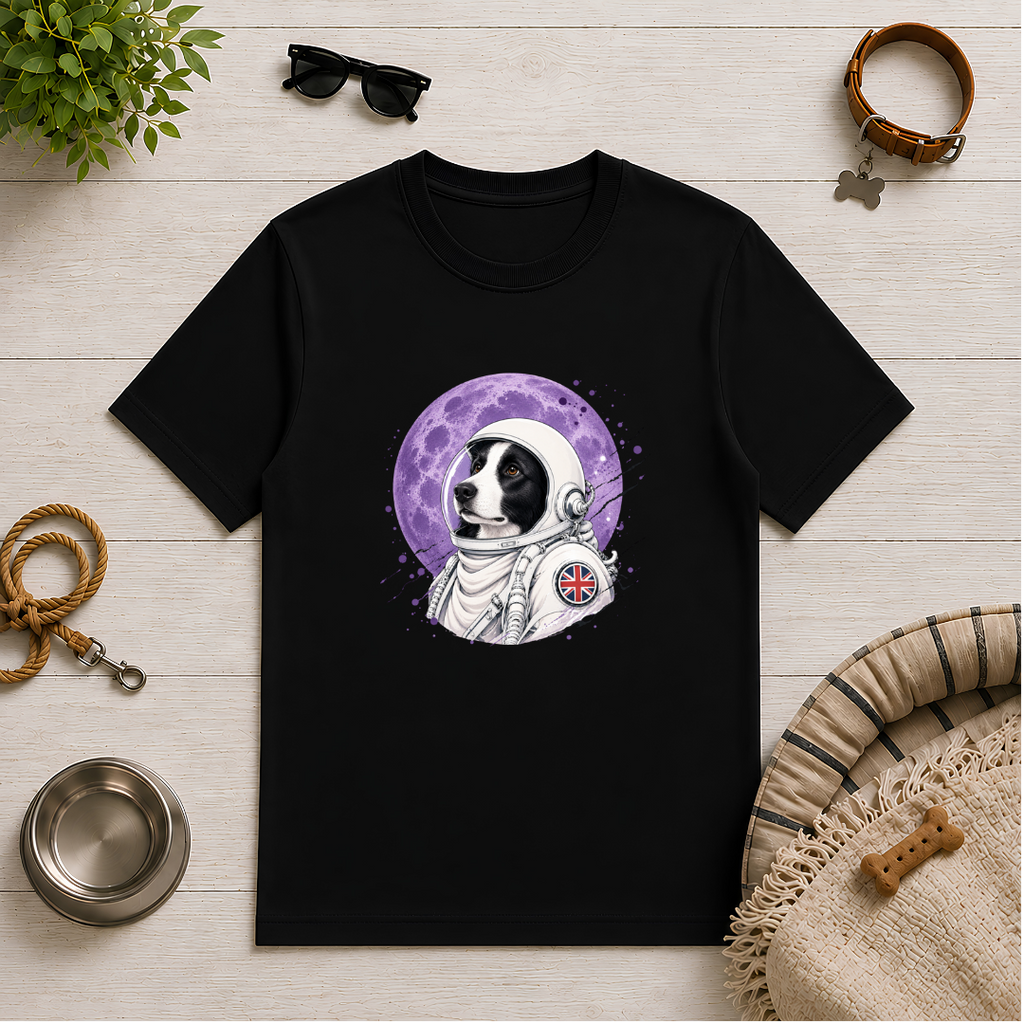 One Small Step for Dogkind – Border Collie Astronaut T-Shirt