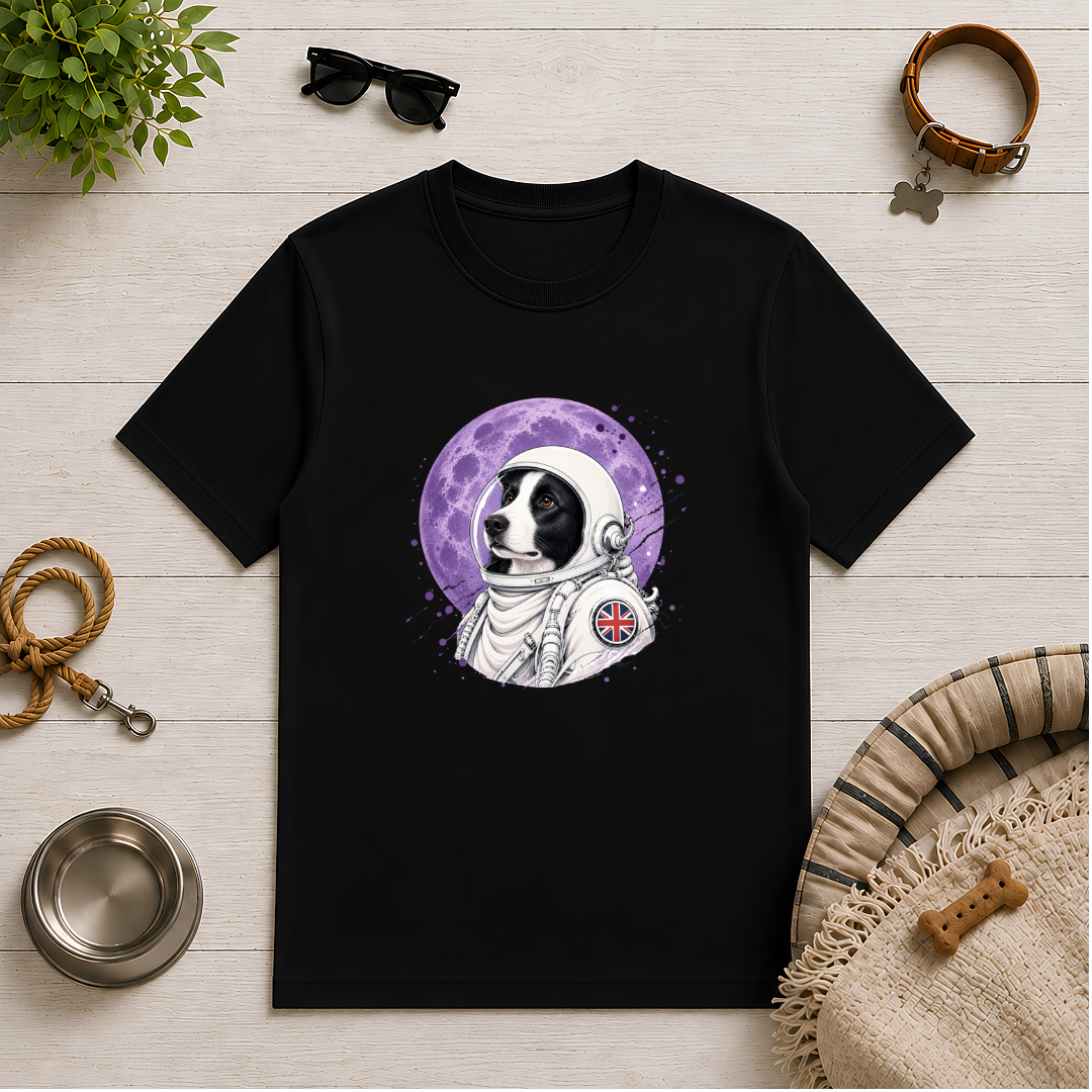 One Small Step for Dogkind – Border Collie Astronaut T-Shirt
