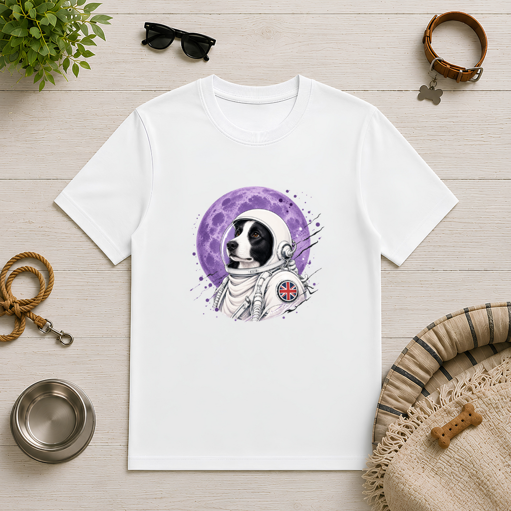 One Small Step for Dogkind – Border Collie Astronaut T-Shirt