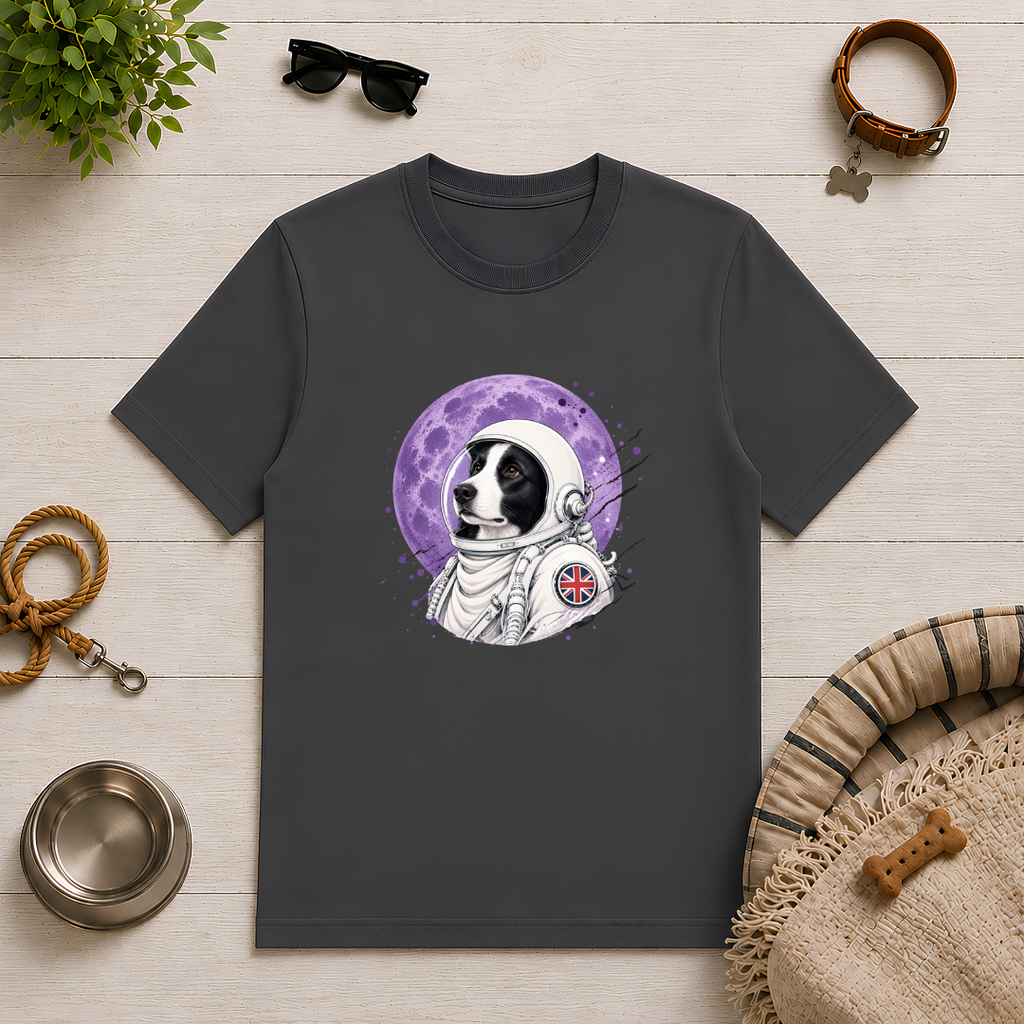 One Small Step for Dogkind – Border Collie Astronaut T-Shirt