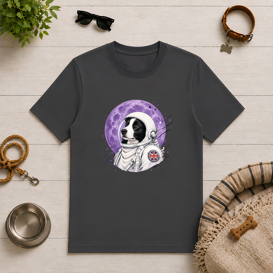 One Small Step for Dogkind – Border Collie Astronaut T-Shirt