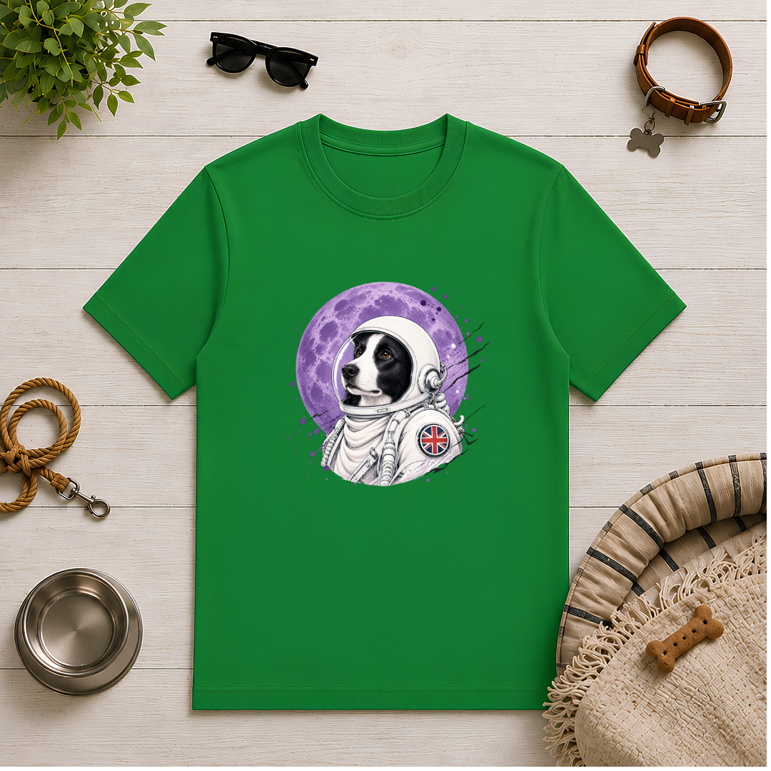 One Small Step for Dogkind – Border Collie Astronaut T-Shirt