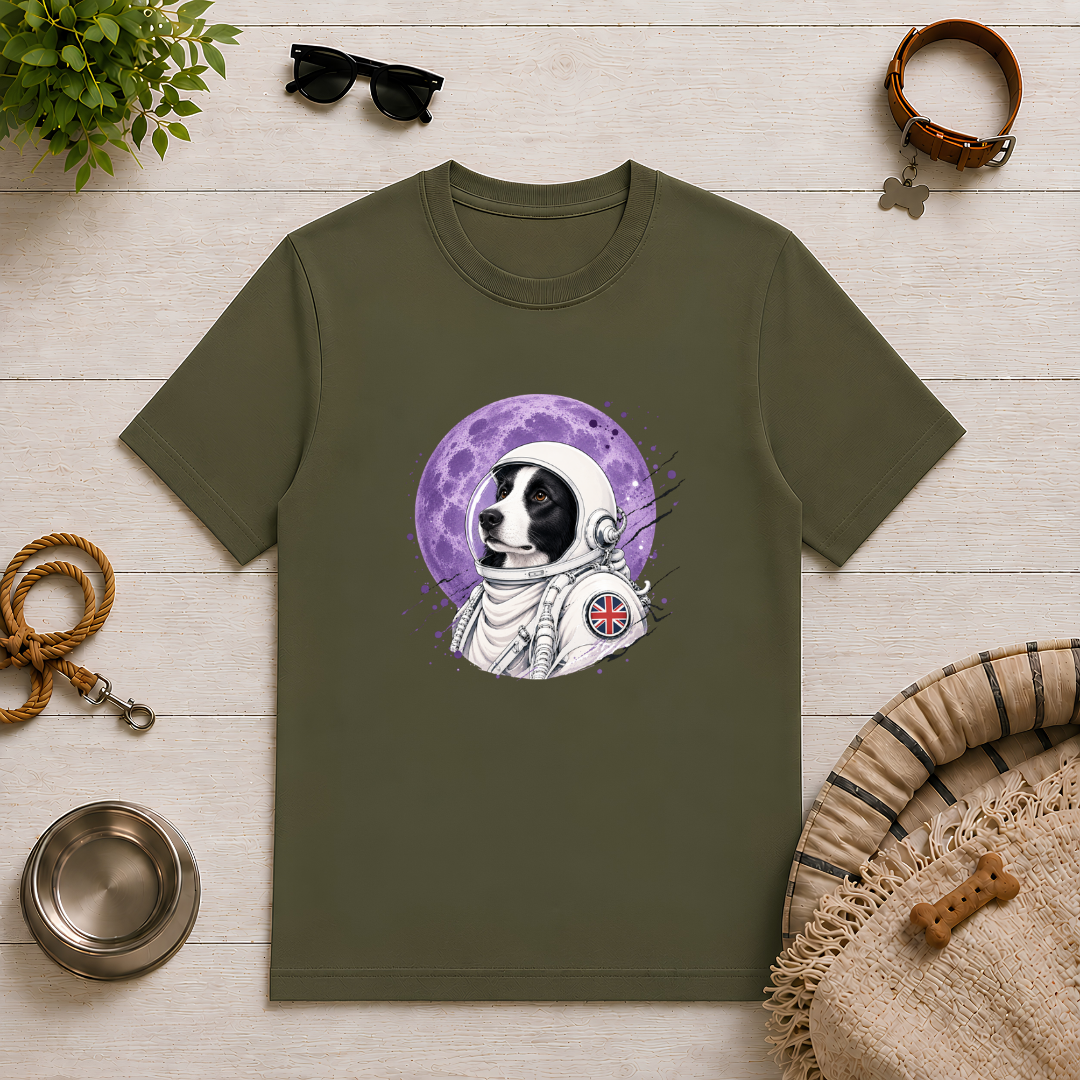 One Small Step for Dogkind – Border Collie Astronaut T-Shirt