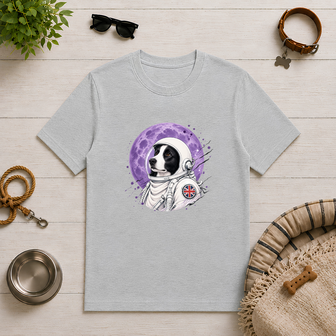 One Small Step for Dogkind – Border Collie Astronaut T-Shirt