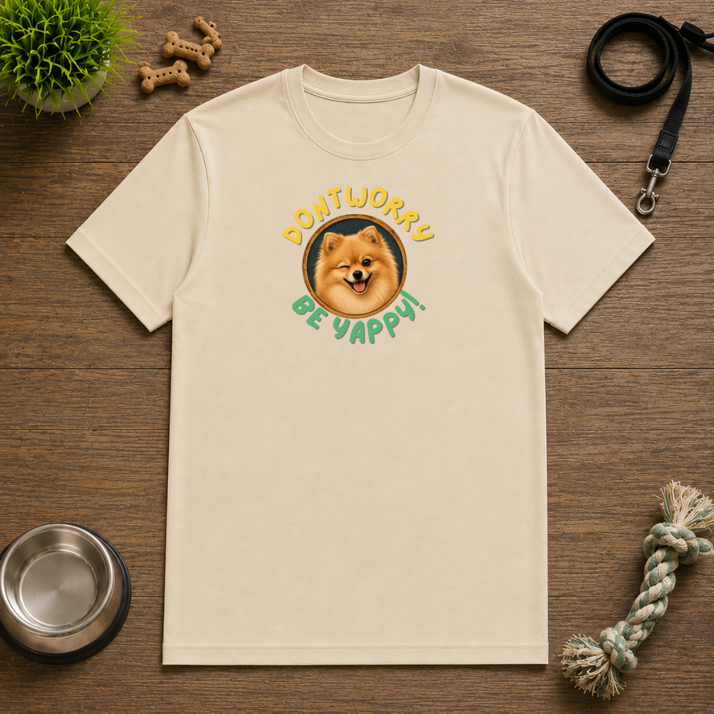 Don’t Worry, Be Yappy! with Pomeranian - Unisex T-Shirt