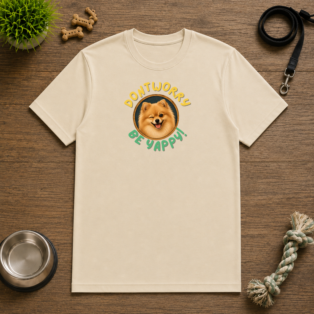 Don’t Worry, Be Yappy! with Pomeranian - Unisex T-Shirt