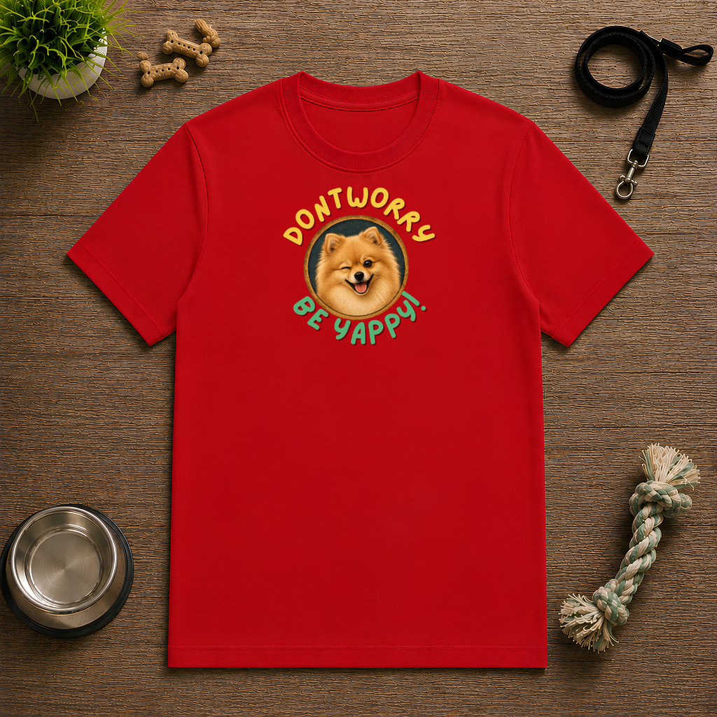 Don’t Worry, Be Yappy! with Pomeranian - Unisex T-Shirt