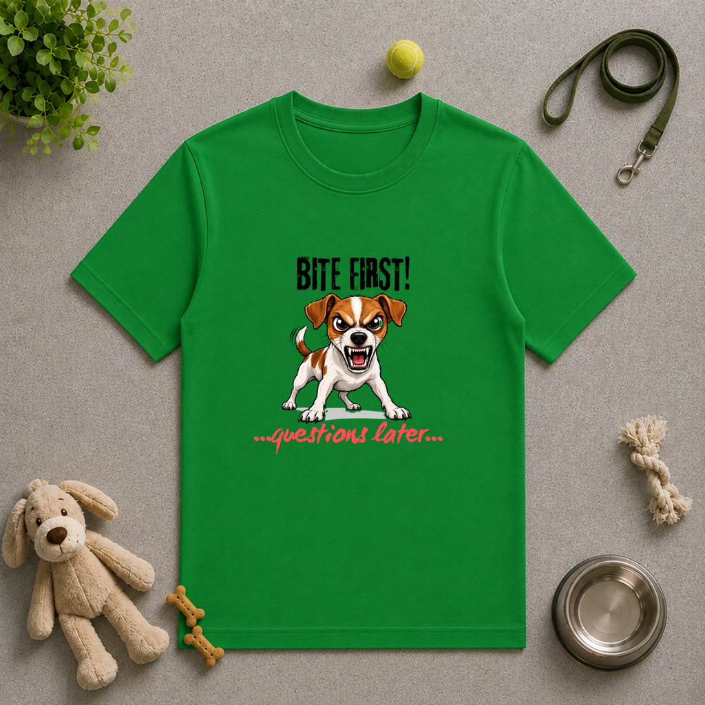 Bite First...Questions Later – Jack Russell Rescue Dog with Attitude - Unisex T-Shirt