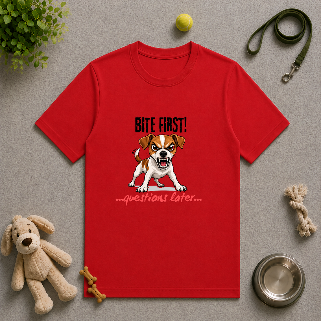 Bite First...Questions Later – Jack Russell Rescue Dog with Attitude - Unisex T-Shirt