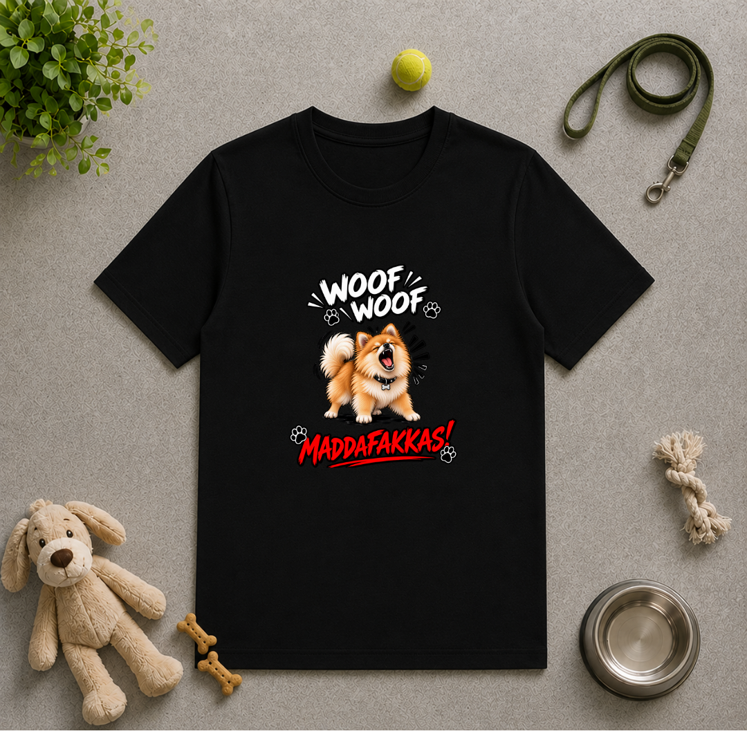 Woof Woof Maddafakkas! – Pomeranian with Attitude - Unisex T-Shirt