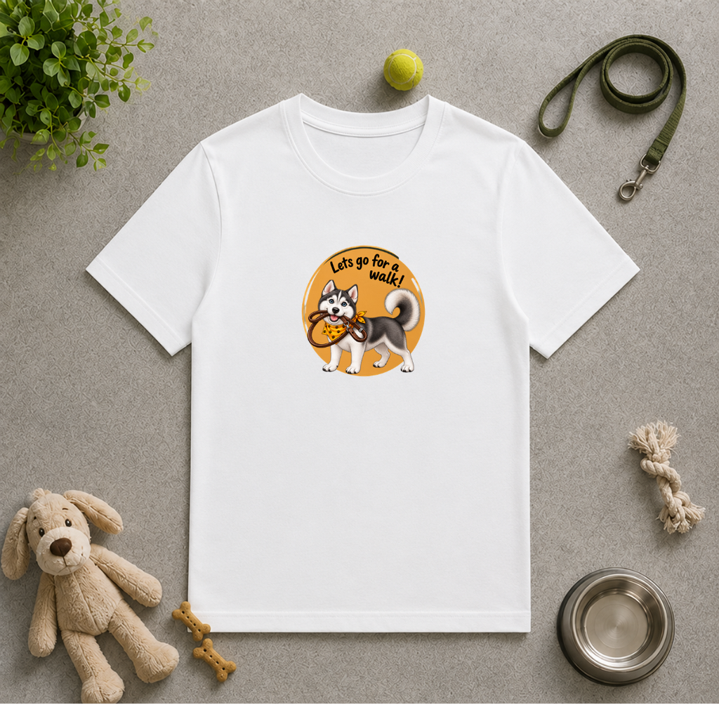 Let’s Go for a Walk! – Siberian Husky Adventure - Unisex T‑Shirt