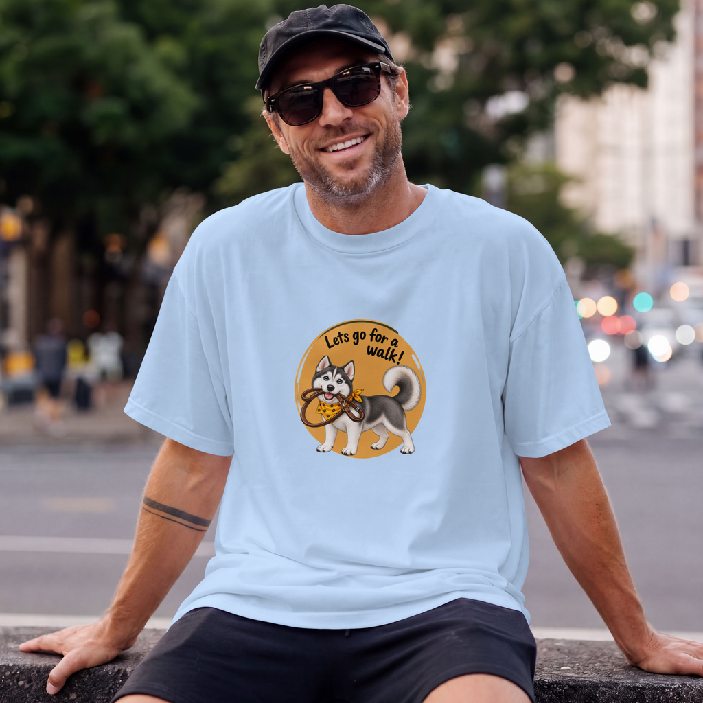Let’s Go for a Walk! – Siberian Husky Adventure - Unisex T‑Shirt