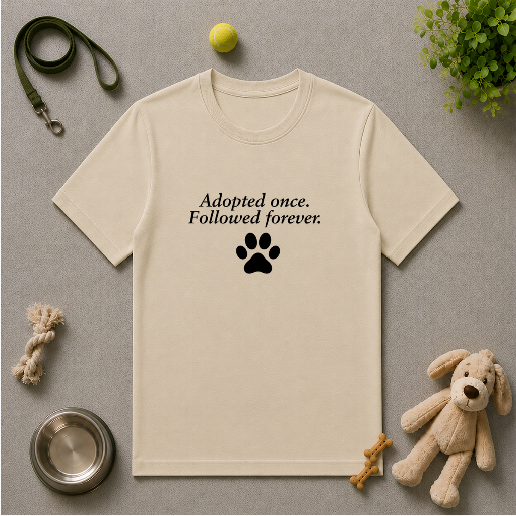Paw Prints on Our Hearts – Adopted Once. Followed Forever. - Unisex  T-Shirt
