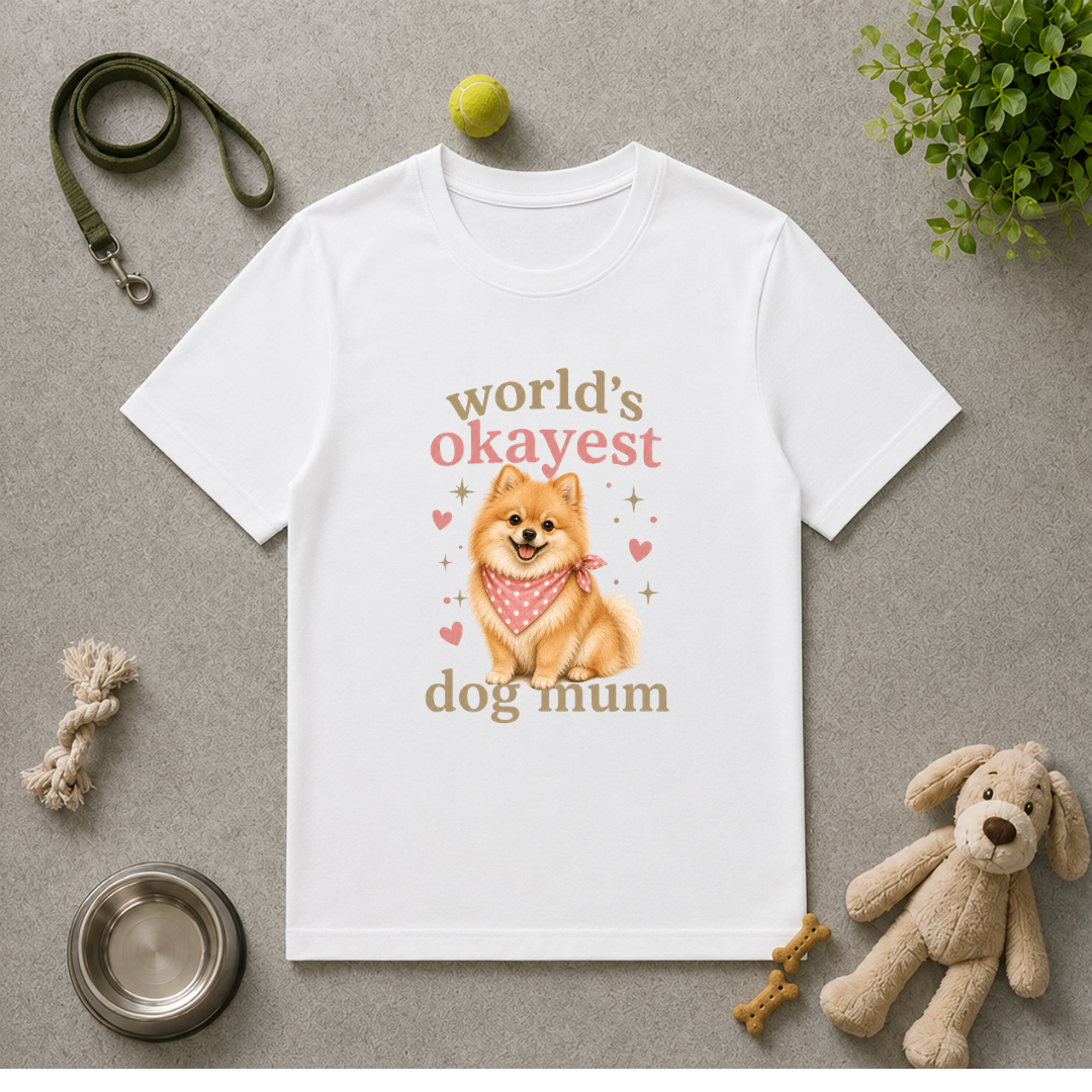 World’s Okayest Dog Mum - Pomeranian - Unisex T-Shirt