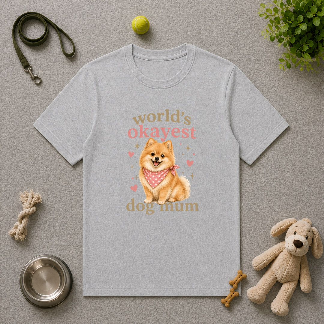 World’s Okayest Dog Mum - Pomeranian - Unisex T-Shirt