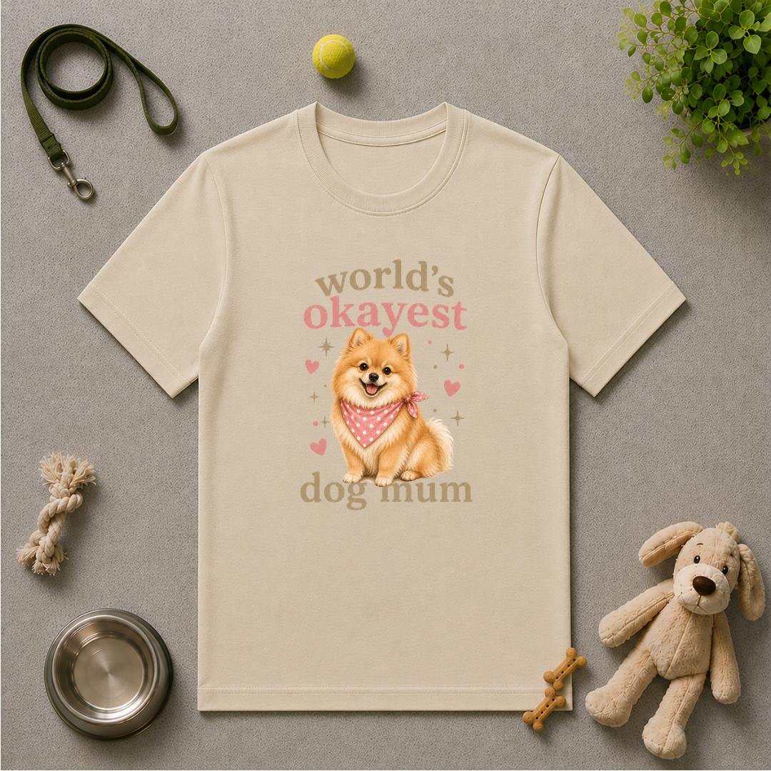 World’s Okayest Dog Mum - Pomeranian - Unisex T-Shirt