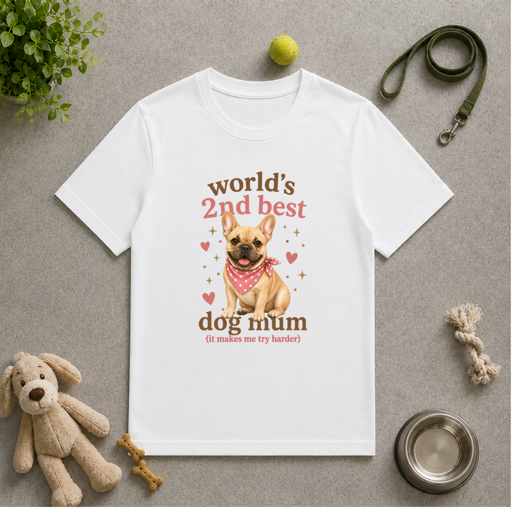 World’s 2nd Best Dog Mum - French Bulldog - Unisex T-Shirt