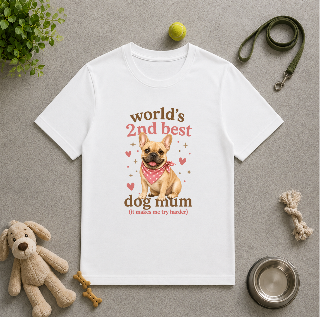 World’s 2nd Best Dog Mum - French Bulldog - Unisex T-Shirt