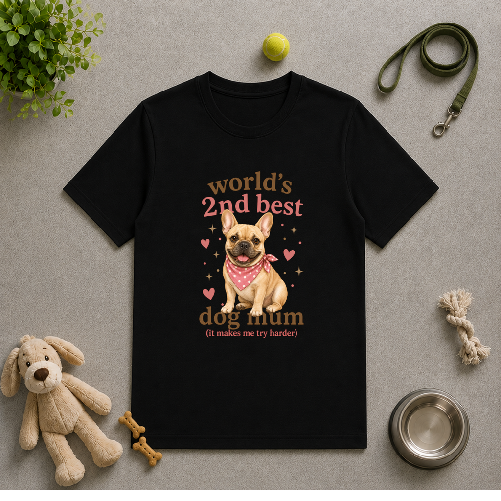 World’s 2nd Best Dog Mum - French Bulldog - Unisex T-Shirt