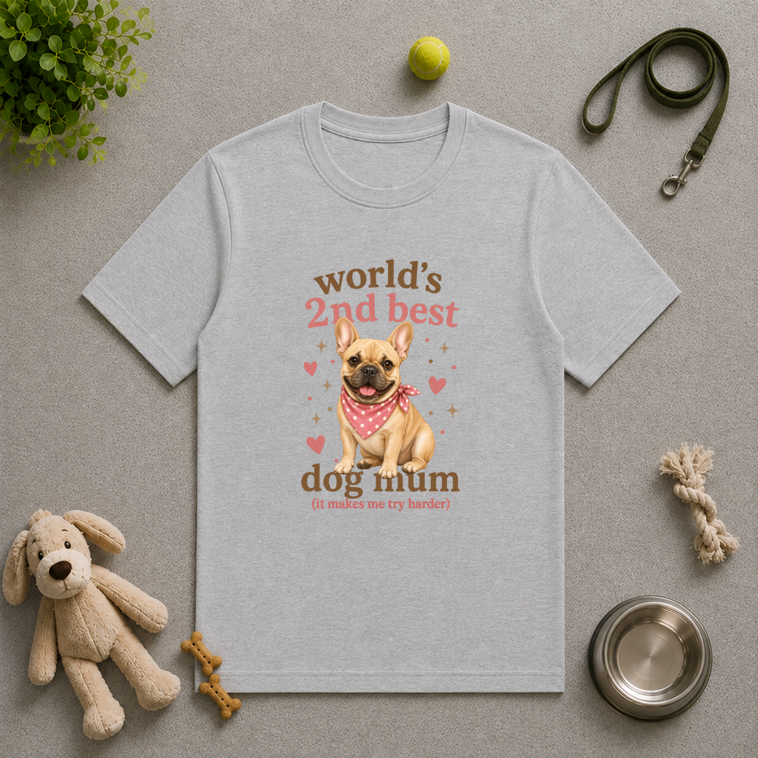 World’s 2nd Best Dog Mum - French Bulldog - Unisex T-Shirt