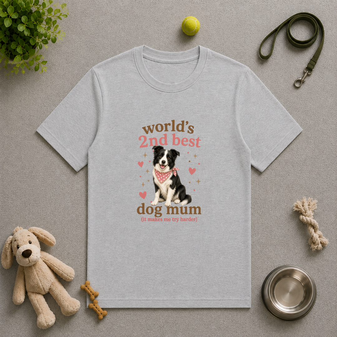 World’s 2nd Best Dog Mum - Border Collie - Unisex T-Shirt