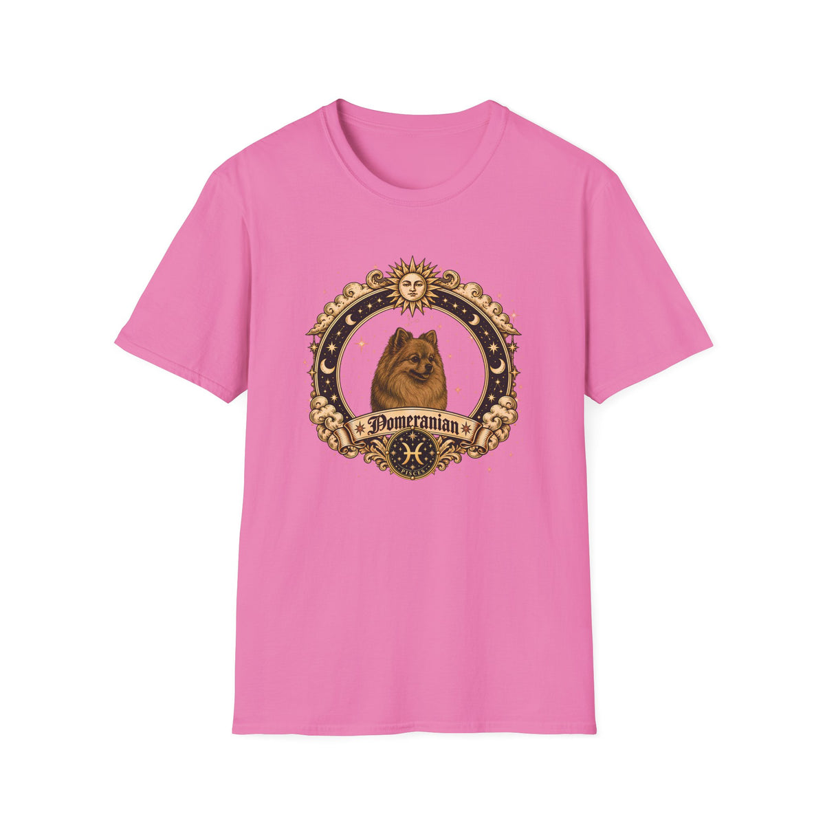 Zodiac Pisces Pomeranian - Dog Horoscope Star Sign - Supersoft Unisex Funny T-shirt
