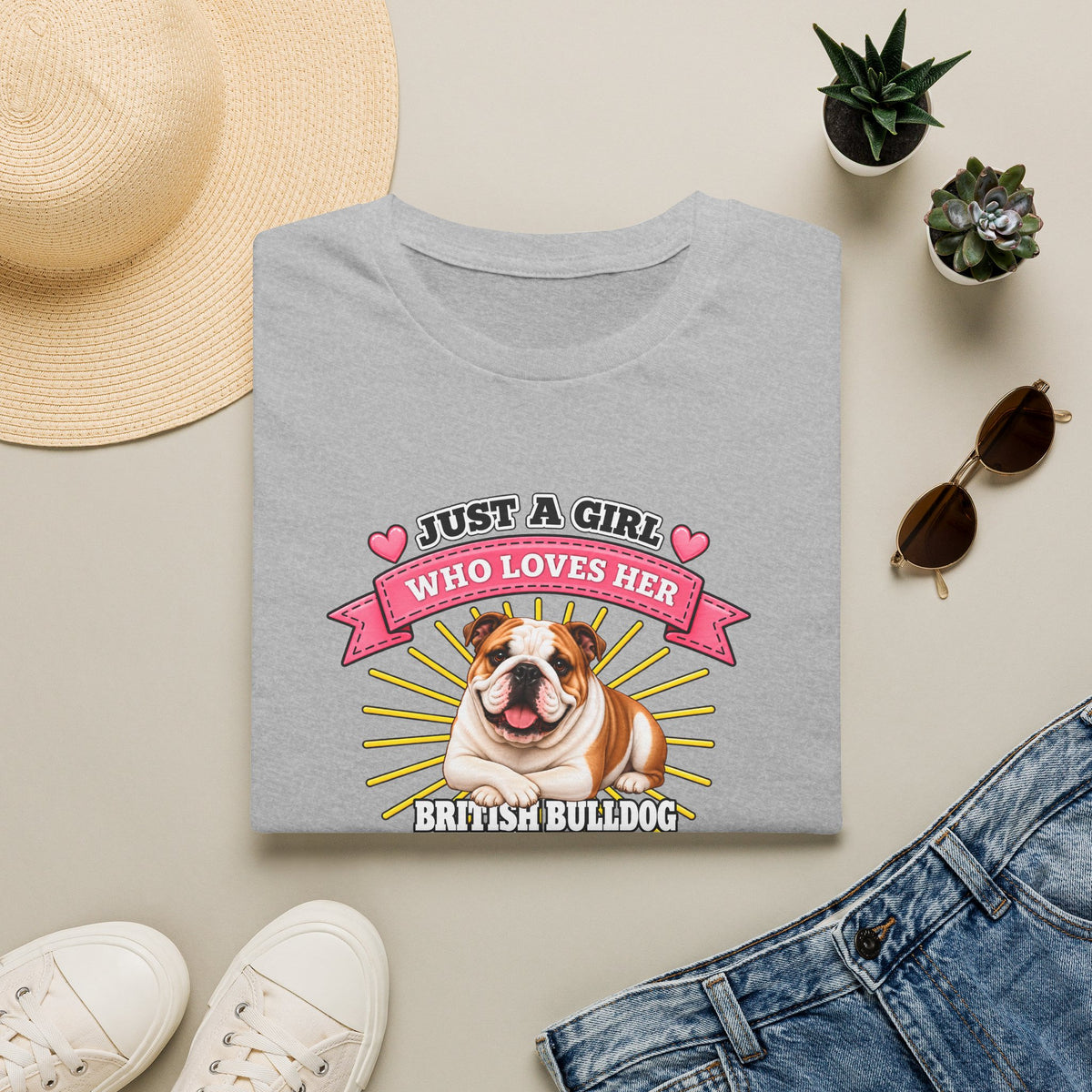 Just a Girl Who Loves Her British Bulldog –  Supersoft Unisex T-Shirt