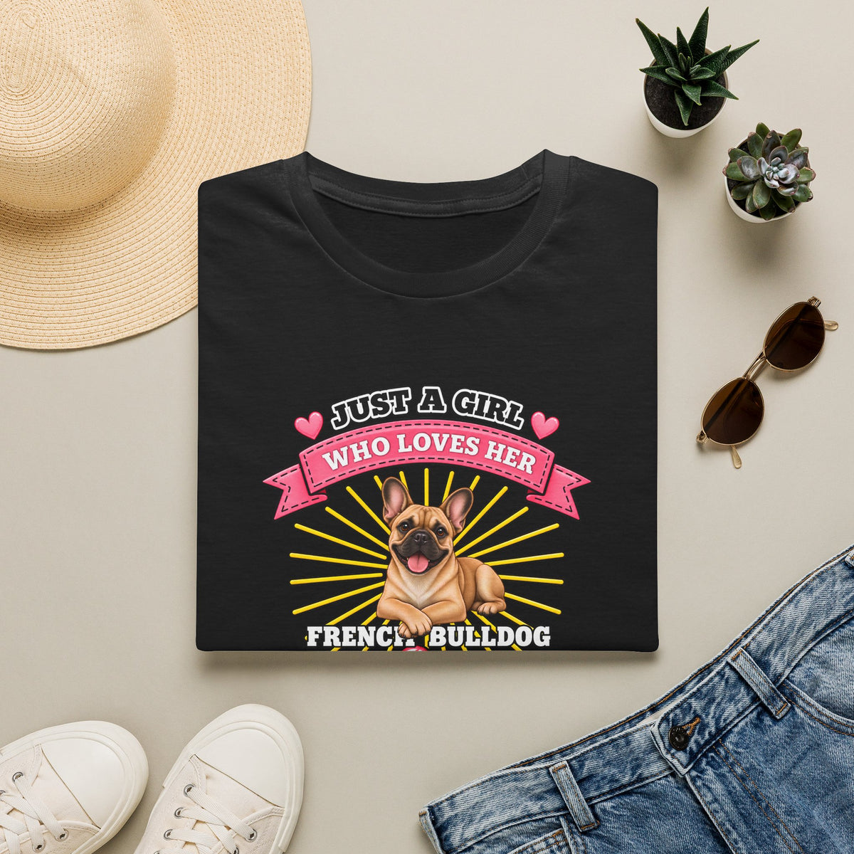 Just a Girl Who Loves Her French Bulldog –  Supersoft Unisex T-Shirt