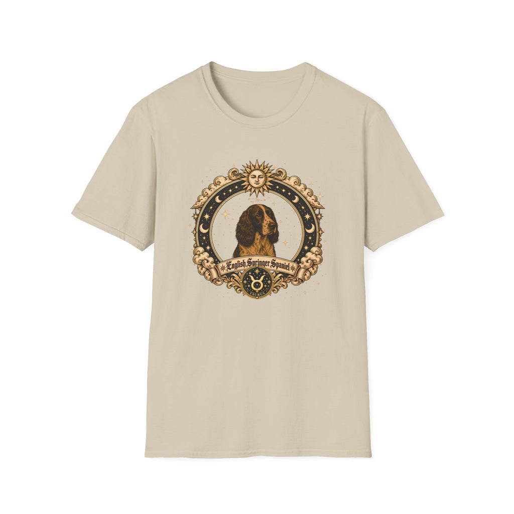 Zodiac Taurus English Springer Spaniel - Dog Horoscope Star Sign - Supersoft Unisex Funny T-shirt
