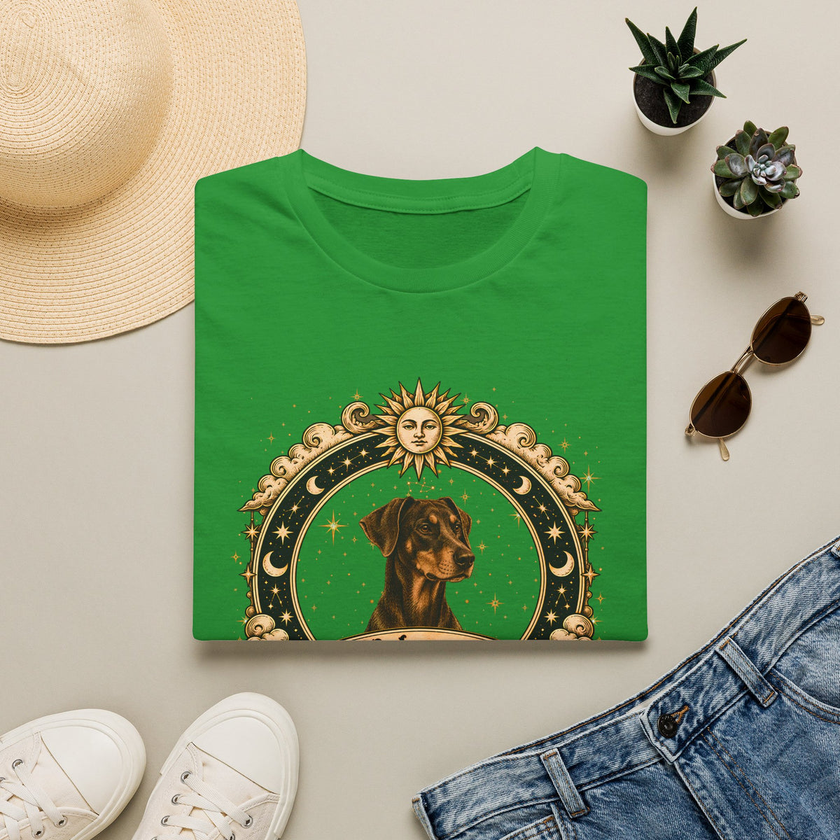 Zodiac Sagittarius Doberman - Dog Horoscope Star Sign - Supersoft Unisex Funny T-shirt