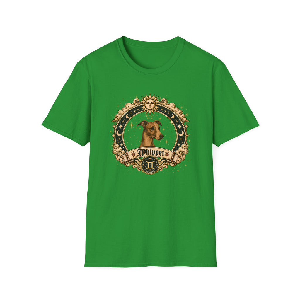 Zodiac Gemini Whippet - Dog Horoscope Star Sign - Supersoft Unisex Funny T-shirt