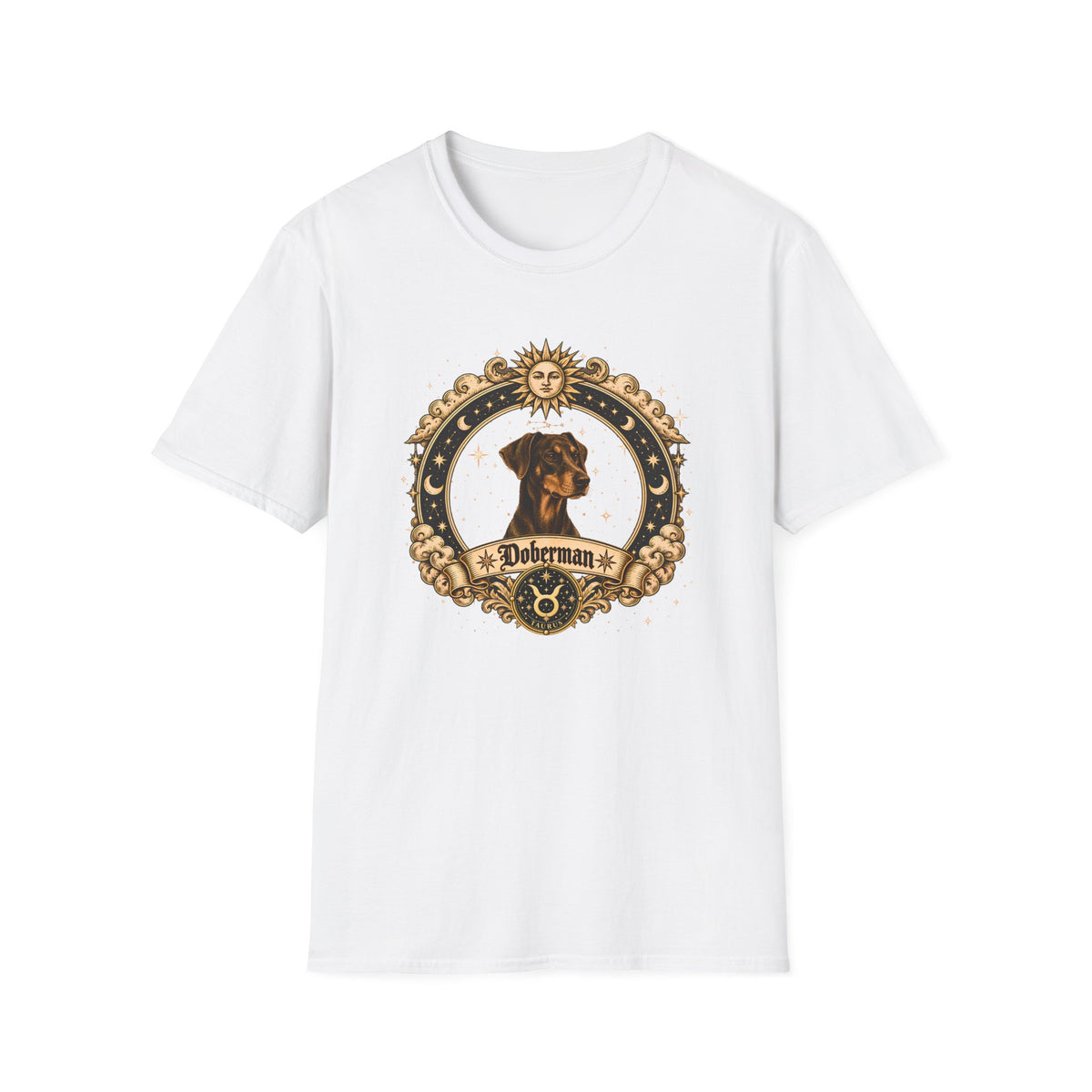 Zodiac Taurus Doberman - Dog Horoscope Star Sign - Supersoft Unisex Funny T-shirt