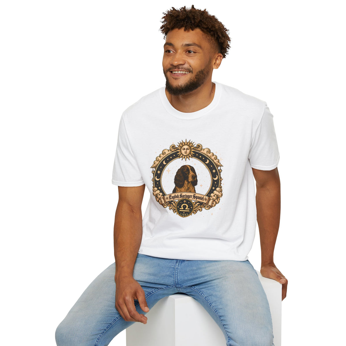 Zodiac Libra English Springer Spaniel - Dog Horoscope Star Sign - Supersoft Unisex Funny T-shirt